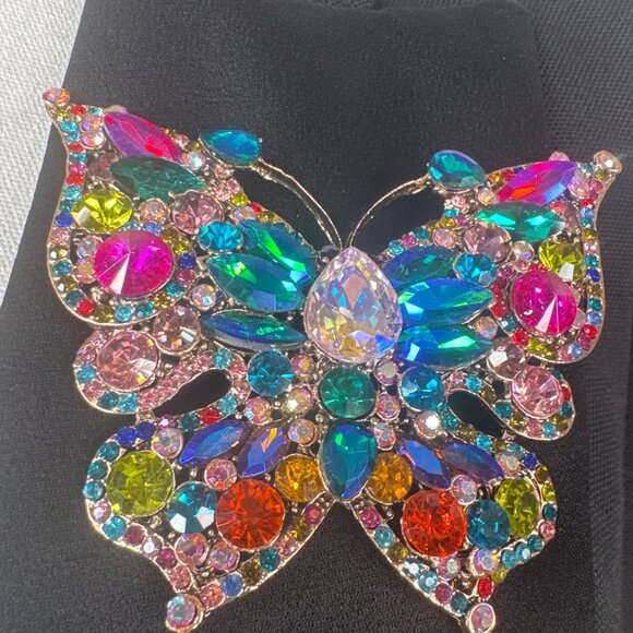 2/$30 Colorful Rhinestone Butterfly Brooch Pin Jewelry Eye Catching Accessory - Picture 6 of 9